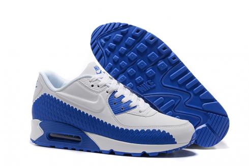 Nike Air Max 90 Woven Men Training Running Shoes Navy Blue White 833129-006