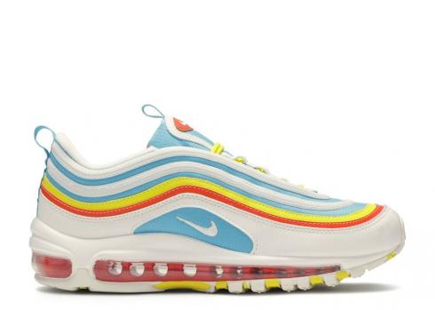white yellow red blue air max 97