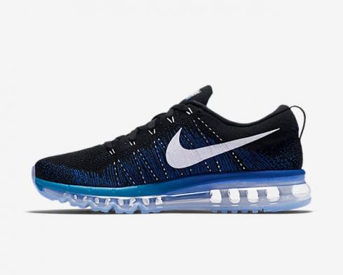 Nike Flyknit Air Max 2015 Black White Game Royal Blue Lagoon Running Shoes 620469-014