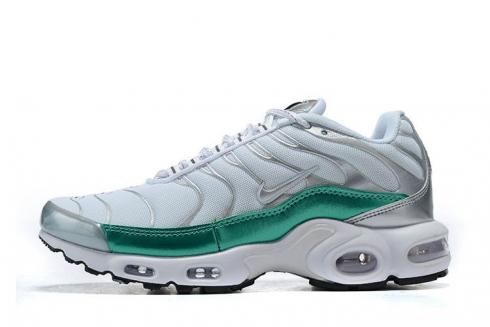 2020 New Nike Air Max Plus TN White Metallic Silver Green Leisure Trainers Running Shoes CW2646-100