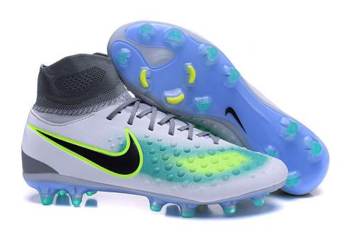 Nike Magista Obra II FG Soccers Football Shoes Volt Black Total Grey Blue
