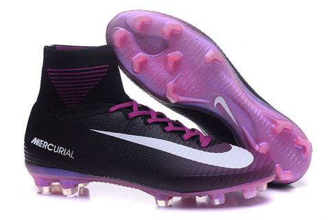 Nike Mercurial Superfly V FG ACC High Football Shoes Soccers Black Peach Pink