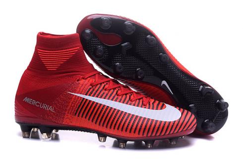 Nike Mercurial Superfly V FG ACC High Football Shoes Soccers Red White Black