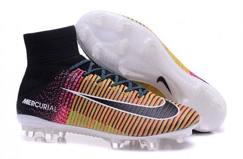 Nike Mercurial Superfly V FG ACC Kids Soccers Shoes Rainbow Black White