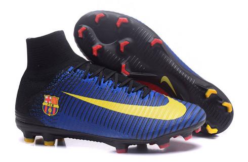 Nike Mercurial Superfly V FG Barcelona Soccers Shoes Red Blue Yellow