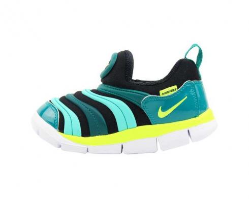 Nike Dynamo Free TD White Green Yellow Shoes 343938-009