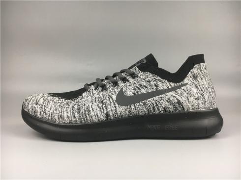 Nike Free RN Flyknit 2017 Running Shoes Wolf Grey Black 880843-002