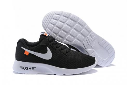 Off White Nike Tanjun Running Shoes Black Silver 812654