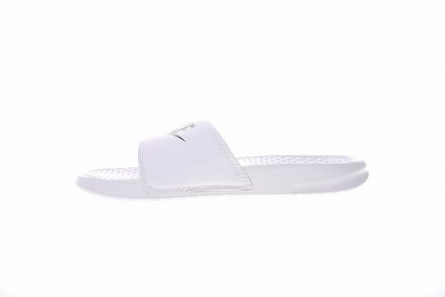 Nike Benassi JDI Sandals White Metallic Black 343881-102