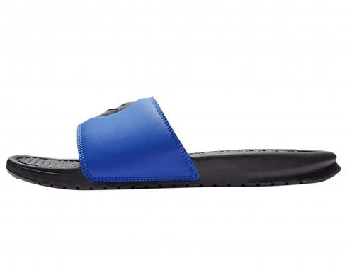 Benassi Do It Print Mens Black Blue Royal Slide Sandals 631261-019 - Sepsale