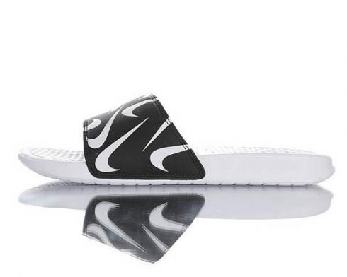Nike Benassi Slide LTD White Black Unisex Casual Shoes 343880-106