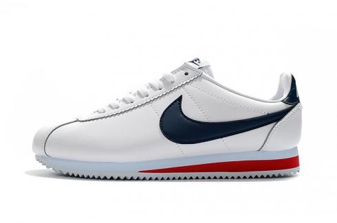 Nike Classic Cortez Nylon Prm Leather White Navy Blue Red Casual 807472-017