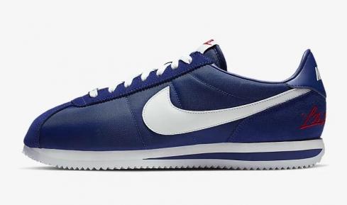 nike cortez mens white and blue