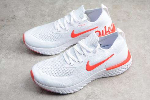 Nike EPIC React Flyknit Running Shoes White Orange AQ0067-800