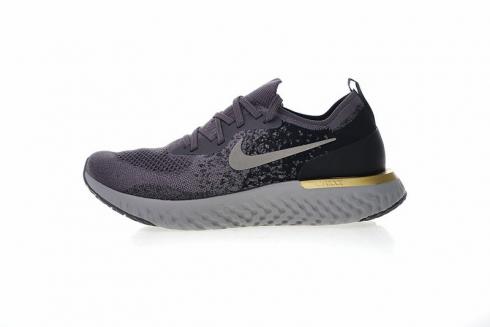 Nike Epic React Flyknit Grey Black Gold Running Shoes AQ0067-009