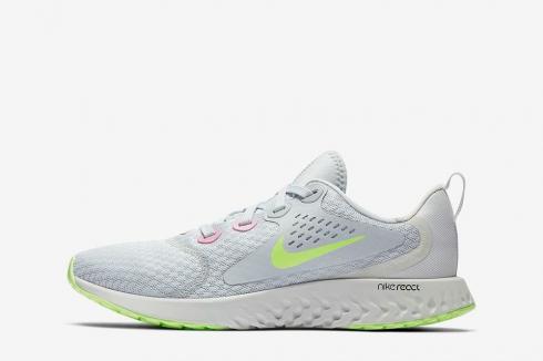 Nike Legend React Running Shoes Platinum Tint Pink Rise Barely Volt AH9437-002