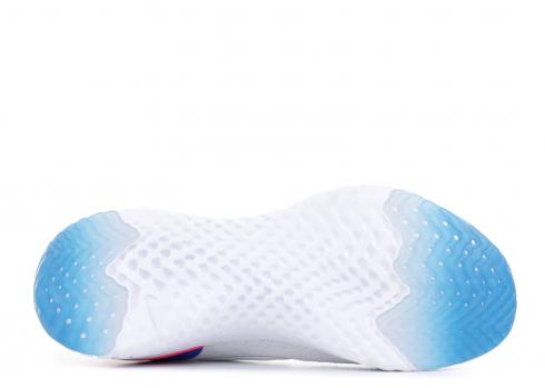 Womens Nike Epic React Flyknit Blue White Racer AQ0070-101