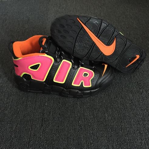 NIKE Womens AIR MORE UPTEMPO HOT PUNCH Black Peach Red