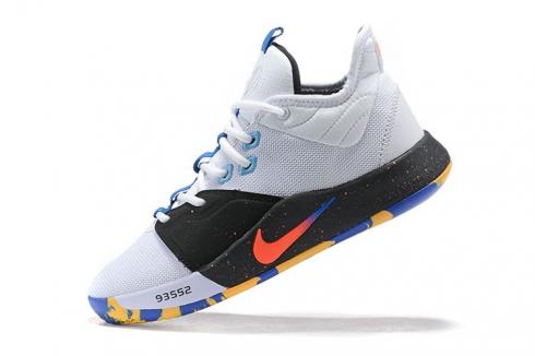 Nike PG 3 NASA EP White Blue Bright Crimson Paul George Basketball Shoes AO2608-145
