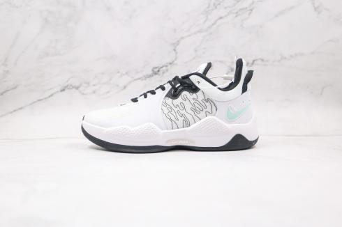Nike PG 5 Basketball Shoes White Glacier Blue Multi Color CW3143-100