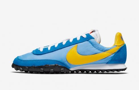 nike blue and yellow waffle trainer