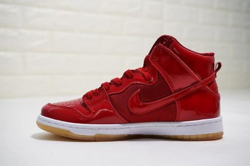 Nike SB Dunk High TRD QS Patent Leather Red White Gum 881758-010