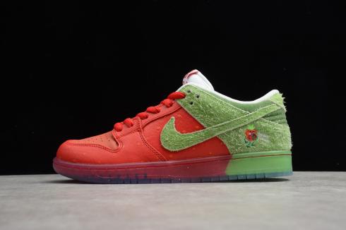 2020 Nike SB Dunk Low Pro Strawberry Cough University Red Spinach Green Skateboarding Shoes CW7093-601
