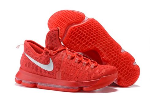 Nike KD 9 Kevin Durant Men Basketball Shoes All Red Silver 843392