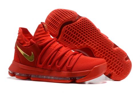 Nike Zoom KD X 10 Men Basketball Shoes Chinese Red Gold