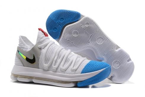 Nike Zoom KD X 10 Men Basketball Shoes Light Grey Blue White