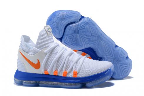 Nike Zoom KD X 10 Men Basketball Shoes White Blue Orange New