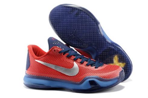 Nike Kobe 10 X EP Low Red Dark Blue Silver Men Basketball Shoes 745334