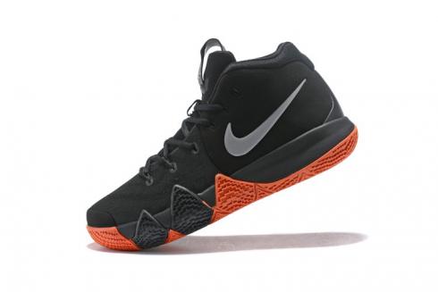 Nike Kyrie 4 Halloween Black Metallic Silver Bright Orange Basketball Shoes 943806 010