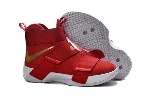 Nike Lebron Soldier 10 X White Royal Red Gold Basketball Shoes Men Sneaker 856882