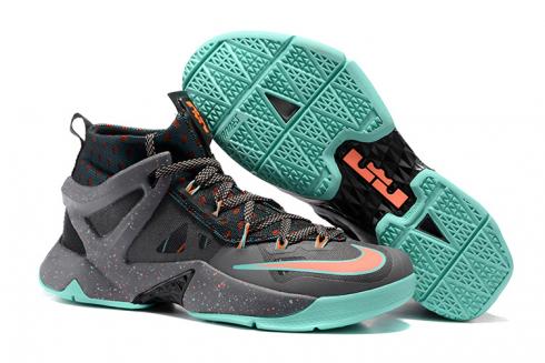 Nike Ambassador VIII Basketball Shoes Lebron James Grey Mango Turquoise 818678-083