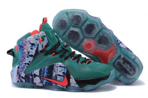 Nike Zoom Lebron XII 12 Men Basketball Shoes Green Grey White Red