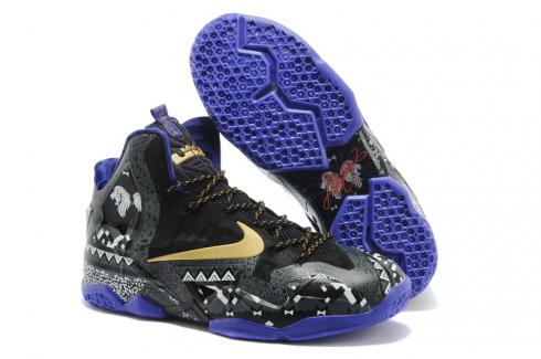 Nike Zoom Lebron XI 11 Men Basketball Shoes Black White Purple Gold