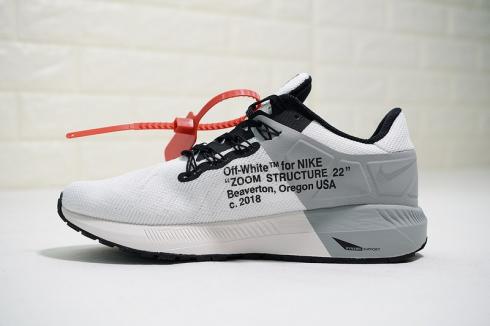 Off White x Nike Air Zoom Structure 22 White Black Gray Orange Shoes AA1636-800