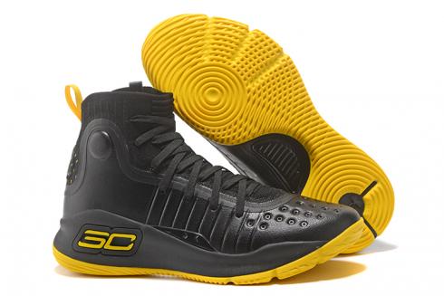 Under Armour UA Curry 4 IV High Men Basketball Shoes Black Yellow Special.