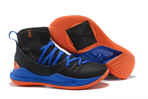 Under Armour UA Curry V 5 High Men Basketball Shoes Black Blue Orange