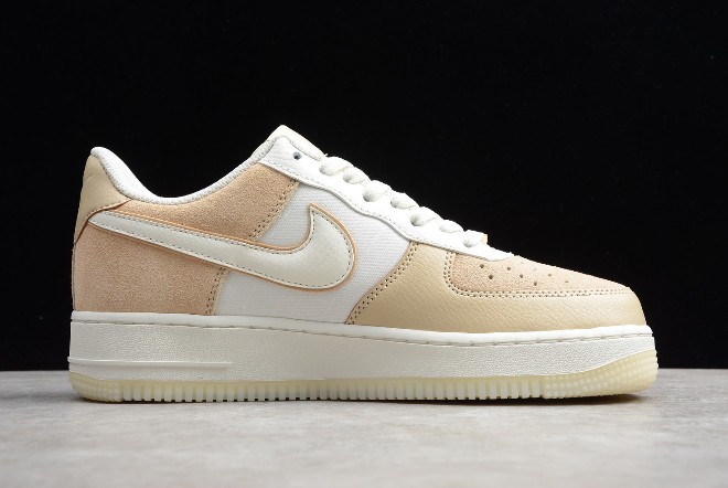 brown and white air force ones