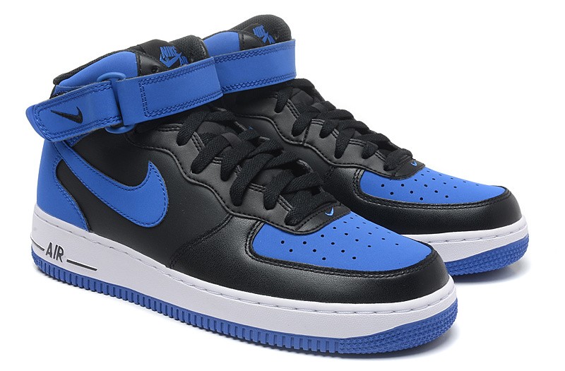 blue and black air force ones high top