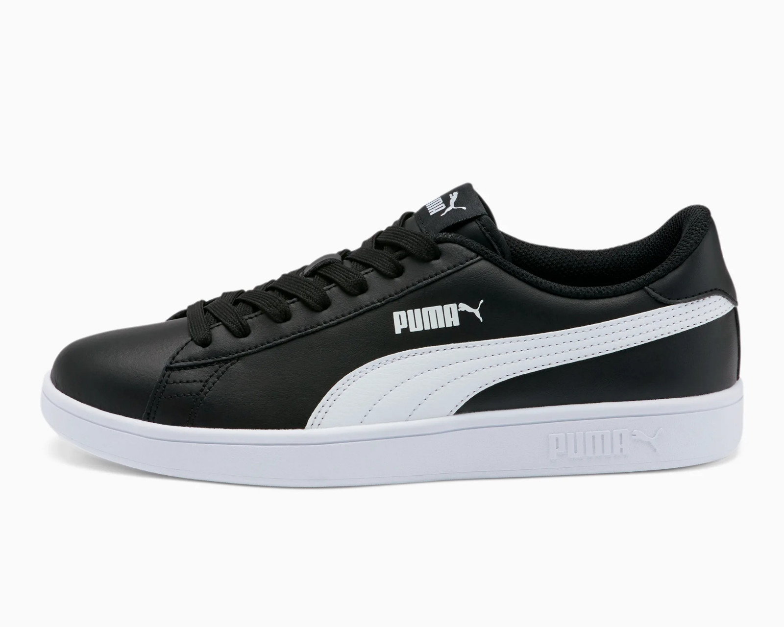 Puma Smash V2 Leather L Sneaker Black White Casual Shoes 365215-04 ...