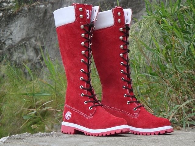 red and white timberland